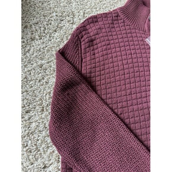 Ethan Pierce Mens Button Detail Knit Long Sleeve Pull Over Burgundy Size Small - Picture 5 of 14